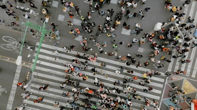 Hero Image – bird’s eye view of busy city intersection